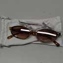 Retro Oval Sunglasses for Women Chic Cat Eye 90s Sunnies Lightweight Narrow Shades Trendy UV protection Sun Glasses (Tortoise Frame - Gradient Brown Lens)