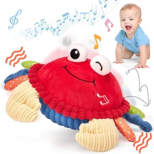 hahaland Baby Toys 6-12 Months - Bouncing Singing Crab Crawling Dancing Jumping Crab Baby Boy Girl Gift for 6 7 8 9 10 11 12 18 Month Musical Tummy Time Sensory Toddler Toys 1 Year Old Birthday Gift, Approximately 5 Inches in Each Dimension
