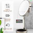 MILONT 9" Lighted Makeup Mirror, 1X/ 10X Magnifying Vanity Mirror with Height & Brightness Adjustable, Rechargable Makeup Mirror, 360°Rotation Double Sided Standing Desk Mirror (Satin Nickel)