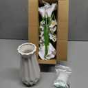 22" Artificial Flowers and Vase Set Indoor Home Decoration,Gladiolus and Zantedeschia Mixed Bouquet Faux Blossom, White Style Fake Flowers,Window Table Shelf Wedding Floral Party Home Decor