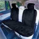 FH Group Doe16 Faux Rabbit Fur Car Seat Cushions, Universal Fit, Fluffy Car Seat Covers for Sedan, Truck, SUV, Van, Rear Set Black