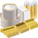 Goodluck 700 Pieces Clear Gold Disposable Dinnerware Set for 100 Guests, 10.25 inches