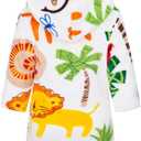 DELEY Girl's Robe Baby Boys Hoodie Robes Toddler Bathrobes for Kids Pajamas Sleepwear (7-8 Years, Zoo)