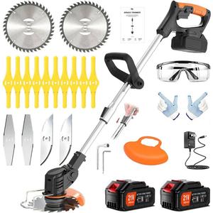 Weed Wacker-Electric weedwacker/Cordless String Trimmer/Edger Lawn Tool.It Comes with 2 Lithium Batteries and 4 Different Types of Blades.Electric Weed Wacker Suitable for Gardens and patios.