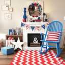 2 x 250th Anniversary Patriotic Wooden Door Sign, Double-Layer Front Door Decor, 1776-2026 American Independence Day Wreath with Statue of Liberty & Eagle, United States of America Red White Blue Decor for 4th of July Memorial Day (DOOR SIGN 2)