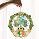 FLAGWIX St Patricks Day Decorations - Saint Patricks Day Decor Double Layered 12 inch Hanging Suncatcher - Irish Shamrock Celtic Cross Home Decoration, Gifts for Women Men, Gifts for Friends