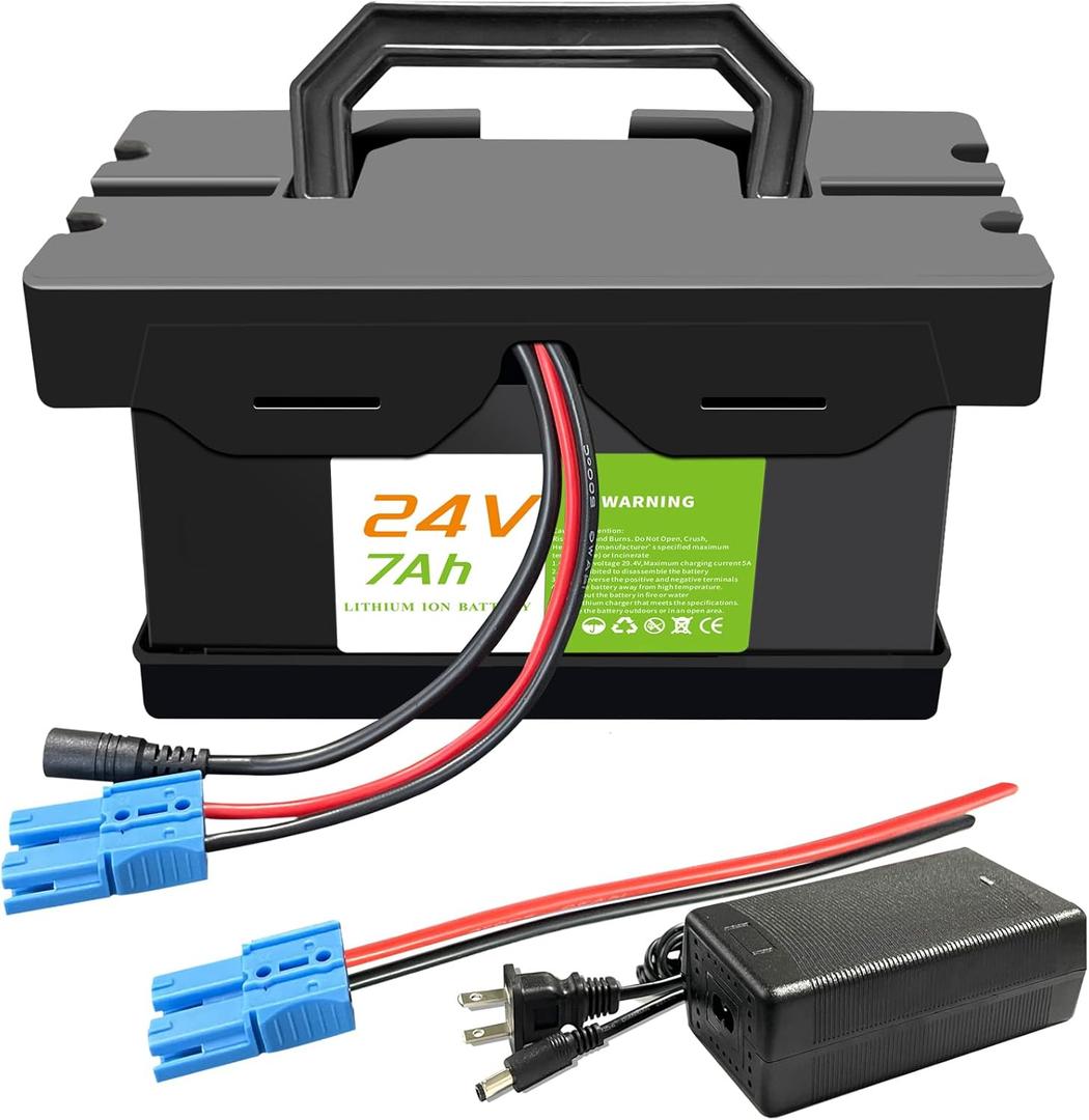 24V 7Ah/12Ah Lithium Battery for Ride-On Cars & Toys, Compatible with Dynacraft Realtree 24V UTVs- Lightweight & Long-Lasting, with 2A Fast Charger (24V7Ah)