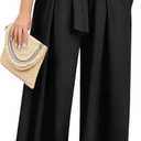 Lastshe Women's Plus Size Pants Wide Leg Casual Palazzo Curvy Elastic High Waisted Dress Pants Work Dressy Trousers with Pockets, Black, 2X