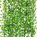 CQURE 36 Pack 252Ft Artificial Ivy Garland, Green Silk Leaves, 1.5-1.8 Inch Diameter, 7 FT Long Vines, 80 Leaves Each, Decor for Weddings, Home, Garden