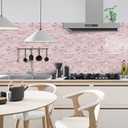 VICCI 12-Sheet Peel & Stick Tile Backsplash 12" x 12", Stick-On Wall Tiles for Kitchen, Bathroom & Laundry Room (Pink Marble Style)