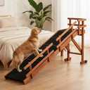 Wooden Dog Ramp for High Bed, 73.2" Long Pet Ramp with Foldable Side Rails
