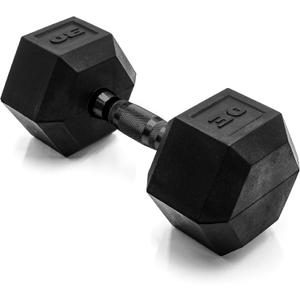 CAP Barbell 30 LB Rubber Coated Hex Dumbbell Hand Weight - Single | Black Handle