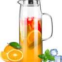 PARACITY Glass Pitcher with Lid and Spout 50oz/ 1.5L, Hot/Cold Water Pitcher, Iced Tea Pitcher for the Shelf of Fridge, Easy to Clean, High Borosilicate Glass Pitcher for Lemonde, Juice and Milk