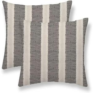 Black Polka Dot Pillow Covers 18 x 18 Inch Set of 2 Boho Striped Decorative Outdoor Throw Pillow Covers Linen Modern Geometry Cushion Cases for Home Sofa Couch Livingroom Decor