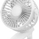 Portable Clip on Fan, Rechargeable USB Desk Fans, Stroller Fan With TYPE-C Port 360 Rotatable Personal Small Mini Table Fan for Dorm Bed Home Car Seat Crib Camping (White) (Wei)