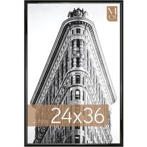 MCS Trendsetter 24x36 Poster Frame Black High-Gloss, Vertical & Horizontal Wall Hanging Large Picture Frame for Photos, Posters & Art Prints (1-Pack)