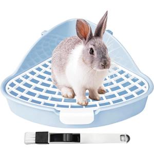 Rabbit Litter Box Bunny Corner Toilet Box for Hamster Ferret Rat Cage Pan 3.9 x 7.5 x 7.5 for Small Animals Traine Tray (Blue)