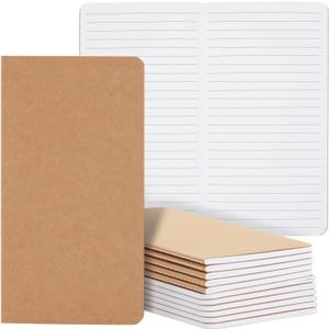 Paper Junkie Kraft Paper Notebooks, H5 Lined Journals for Travelers, Notes, Blank Soft Cover Diary - 4 x 8 Inch (Pack of 12) - Notebook Journal
