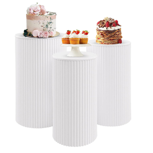 3 Pieces Metal Pleated Cylinder Pedestal Stands for Party
Heavy Duty Round Cake Pedestal Stand Display Plinth Pillars Art Decor for Wedding Ceremony Birthday Party（Small, White）
