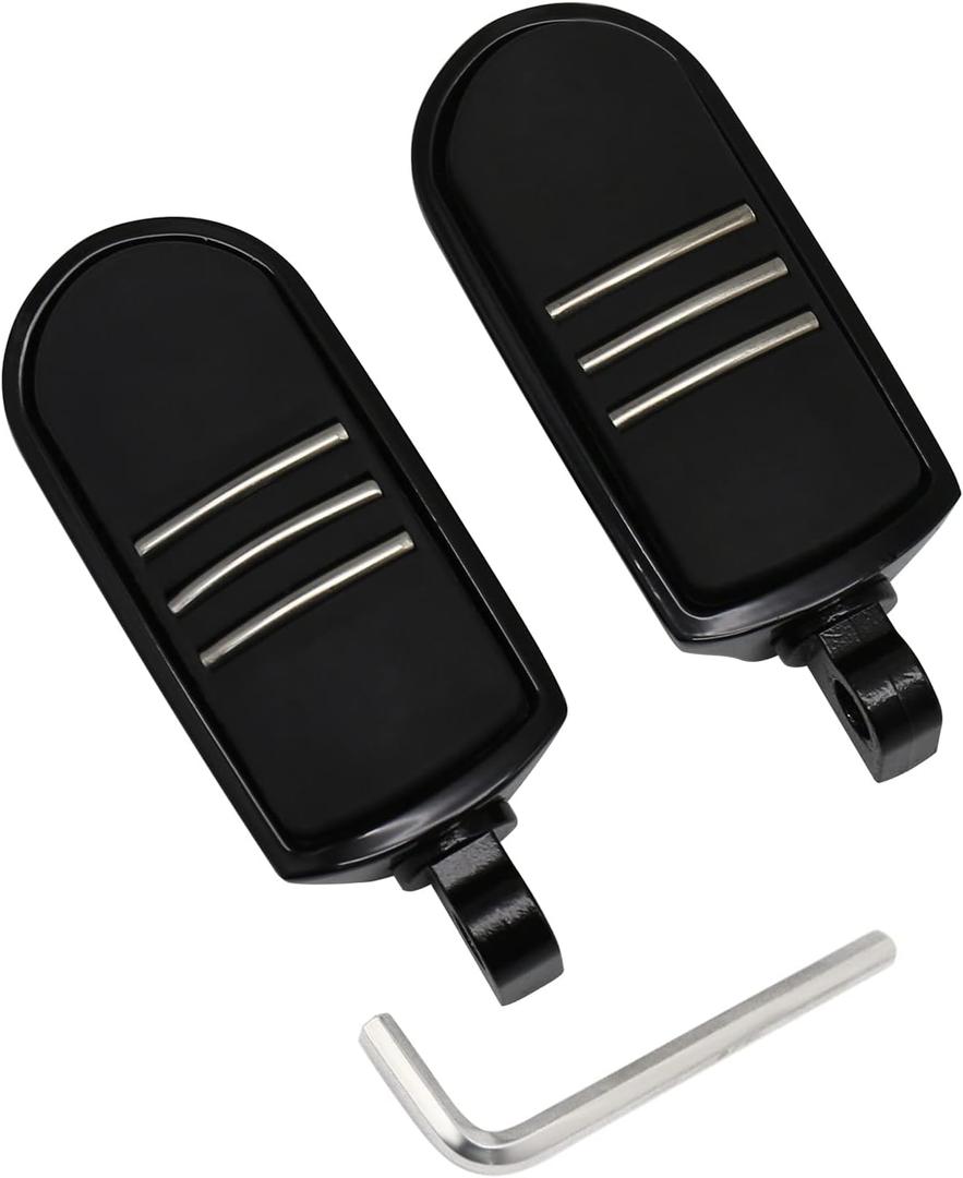 Streamliner Footpegs Foot Rest Compatible with Harley Touring Street Glide Road King Electra Glide Sportster Dyna Softail 10mm (StyleA#Black)