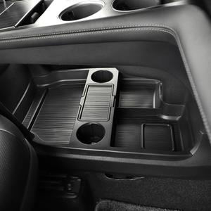 Compatible with 2025 Toyota Sienna Center Console Organizer with Cup Holder, Lower Storage Box Accessories (TPE Material with Original car Wood Grain (Compatible with 2021-2025 Toyota Sienna), Black)