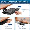 AX WABER Keyboard Tray Under Desk with Storage Drawer, Height Adjustable Keyboard Tray Slide Out 360 Swivel Tilt, Ergonomic Under Desk Mount Keyboard & Mouse Holder for Gaming Home Office, Black, Size: 25 Inch