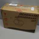 E-far 12-Piece Plates and Bowls Sets, Stoneware Dinnerware Dishes Sets for 4, Kitchen Modern Dining Dishware, Chip & Scratch Resistant, Microwave & Dishwasher Safe, Speckled White