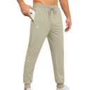 Joggers for Men with Zipper Pockets Lightweight Stretch Sweatpant for Men Athletic Pants Men Running, Exercise, Workout Khaki, XL (Beige, XL)