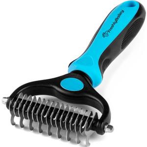 Dematting and Deshedding Comb for Dogs and Cats Grooming Tool - Mat Remover - Safe Detangler for Matted Fur Hair - Double Sided Undercoat Deshedder Brush