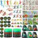 Paterr 94 Pcs Reptile Party Favors Reptile Birthday Party Supplies Decorations Include Gift Bags Slap Bracelets Badges Tattoos Stickers frog Lizard Toys Stretchy Sticky Toys for Boy Girl