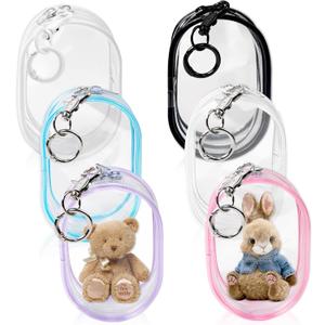 6 Pcs Clear Figure Display Bag with Keychain, Zipper Clear Display Case, Mini Doll Pouch for Figures Collectibles