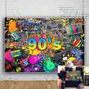 90s Backdrop for Party Decorations Hip Hop Graffiti Brick Wall Back to 90's Photography Background for Photoshoot Adults Birthday Backdrop Banner Photo Booth Props 7x5ft