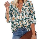 HOTOUCH Womens Button Down Shirts Long Sleeve Dress Shirts Casual V Neck Collared Tops Work Office Blouse with Pocket Size M