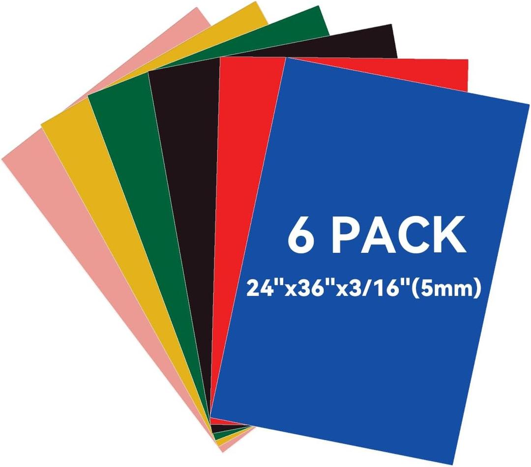 6PACK Foam Board Bright Color 24x363/16 inches,5MM Poster Board for DIY Project, Double Sided, Rigid, Sign Board Foamboard for Crafts, Art, Display Use