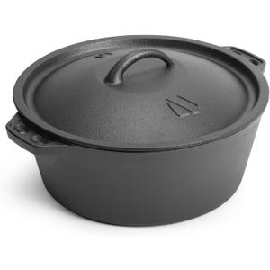 3 QT Cast Iron Dutch Oven with Lid  Pre-Seasoned Round Pot for Baking Bread, Stews & Camping  Small Dutch Oven for Oven, Stove, and Campfire Cooking