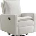 Oxford Baby Uptown Upholstered Glider Recliner Rocking Chair 360 Swivel for Nursery and Living Room - Boucle White, 36.5"d X 31"w X 37"h