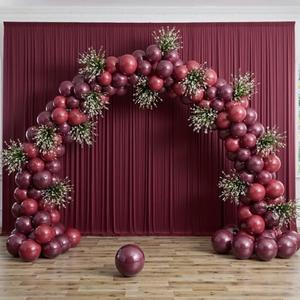 10 ft x 10 ft Wrinkle Free Maroon Backdrop Curtain for Parties, Polyester Burgundy Photo Backdrop Drapes 2 Panels 5x10ft for Baby Shower Wedding Birthday Party Engagement Ceremony Decoration