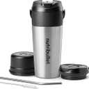 nutribullet Flip Portable Blender with Insulated Cup, Cordless, Brushed Stainless, NBPB50350SS (20 oz)