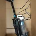 Amazon Basics Upright Bagless Vacuum Cleaner for Carpet and Hard Floors, Washable Filter, Crevice and Upholstery Tools, Detachable Handle, Lightweight, 1.7L Dust Cup, 25ft Cord, Black/White
