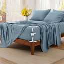 Bedsure Deep Pocket Queen Sheets - 6 Piece, Prewashed Ultra-Soft Queen Sheet Set, Fits Mattresses Up to 18 Inches Thick, Breathable & Secure Fit, Hotel Luxury Bedding, Dusty Blue