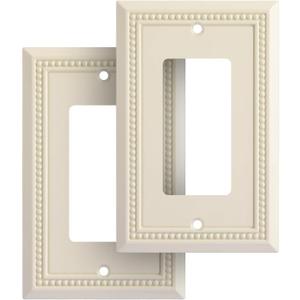 Henne Bery Sunken Pearls Heavy Duty Switch Plate/Wall Plate/Outlet Cover (Single Decorator 2PK, Light Almond)