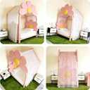 Canopy Bed Curtains Glitter Star Moon Twin Full Bed House Decor Toddler Kids Girls Room Scarf White Drapes Top Bunk Bed Canopy W60 x L158