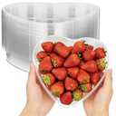 Tanlade 25 Pack Heart Clear Plastic Bowls Disposable Large Plastic Party Bowls 7" x 7" x 1.18" Valentine's Day Heart Shaped Tray for Dessert, Ice Cream, Fruit, Salad, Snack and More Cold Food