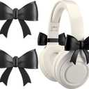 2 Pack Black Bow Headphone Accessories Cute 3D Printed Bows Coquettish Headset Attachment Gaming Accessories Christmas Gamer Gift for Her Women Gamers Streamers