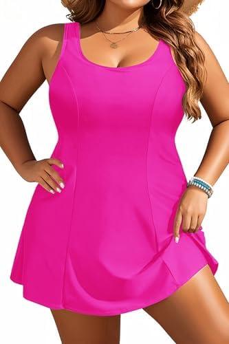 Plus Size Swim Dress - One Piece Swimsuit for Women Tummy Control Bathing Suit Modest Skirted Swimwear 2025 22W