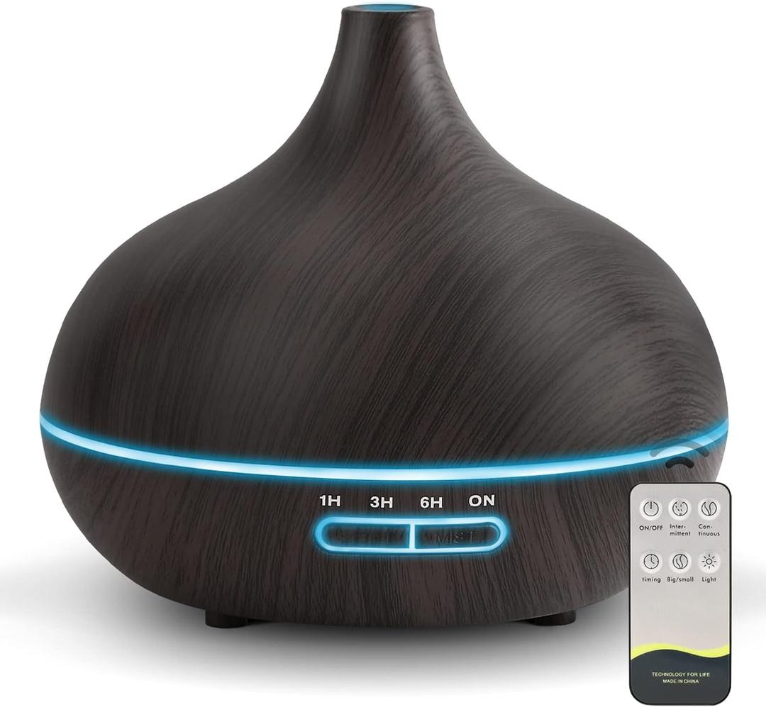 Diffusers for Essential Oils Large Room, 550ml Essential Oil Diffusers with Remote Control, Ultrasonic Oil Diffuser with Timer, 7 Colors Light for Bedroom (Deep Colour-no Oil)