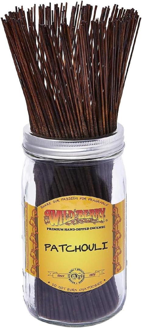 Wild Berry Incense Sticks - Patchouli - Classic Fragrance with Jasmine and Cedar Wood - Hand Dipped in The USA (100 Count)