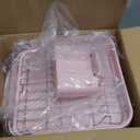 SNTD Dish Drying Rack, Expandable Dish Rack for Kitchen Counter, Stainless Steel Dish Drainer with Drainboard Set and Utensil Holder (Pink)