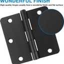 18 Pack Black Door Hinges Black Matte Black Hinges for Doors 3 1/2 Interior Door Hinges 3.5" x3.5 Inch Hinges Rounded 1/4" Raidus Standard Residential Bedroom Door Hinge Sturdy Door Hardware