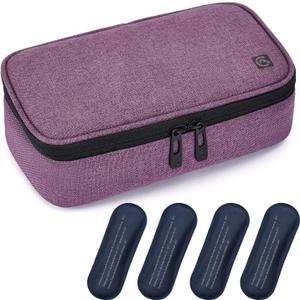 ALLCAMP Insulin Cooler Travel Case for Diabetic Organize Medication with 4 Ice Packs Purple(9X 4.72x 3.14 inches) PURPLE